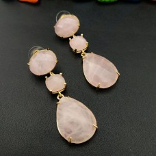Natural Amethyst gold plated handmade earrings